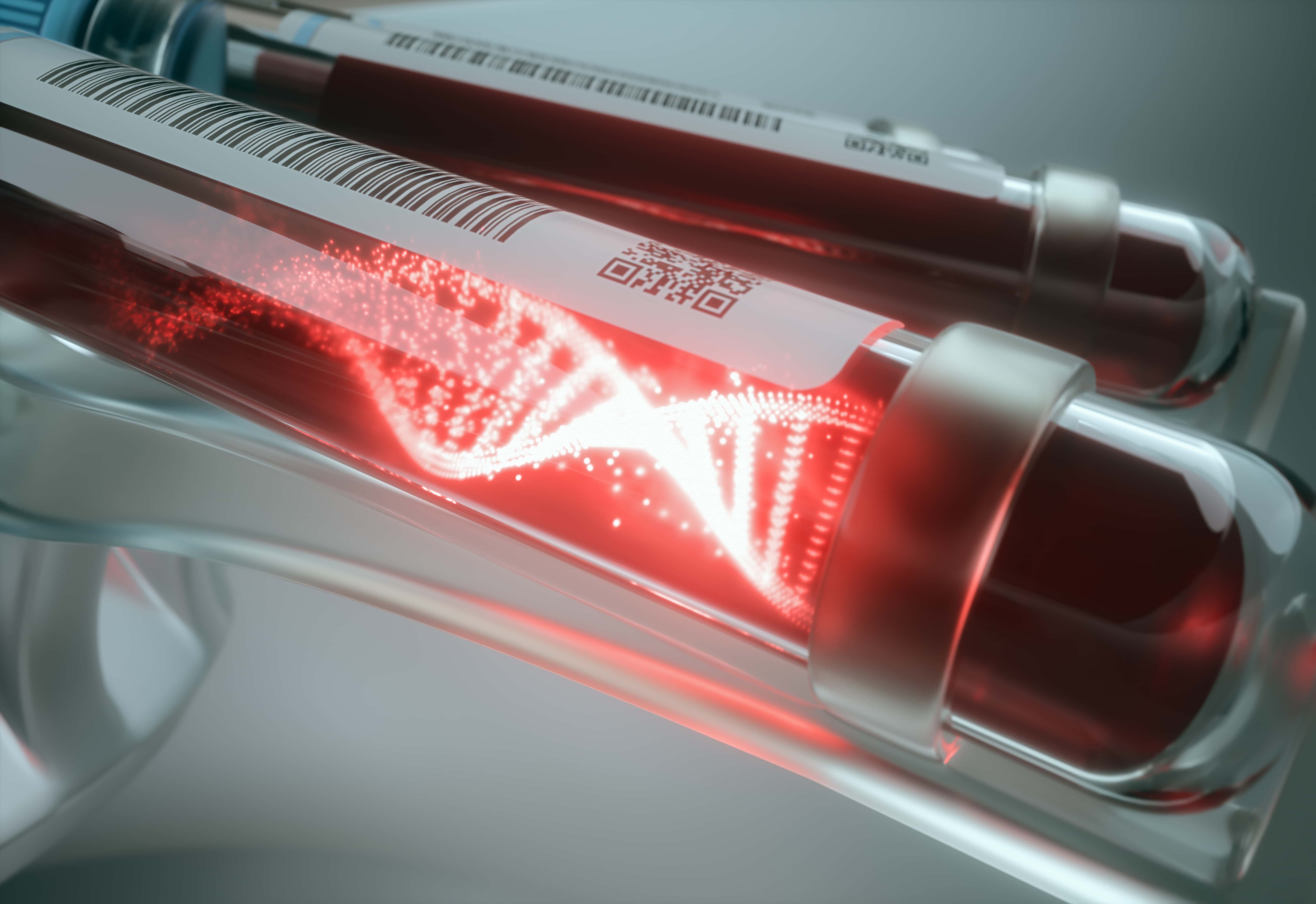 Blood sample tube used as a visual for blood group B education