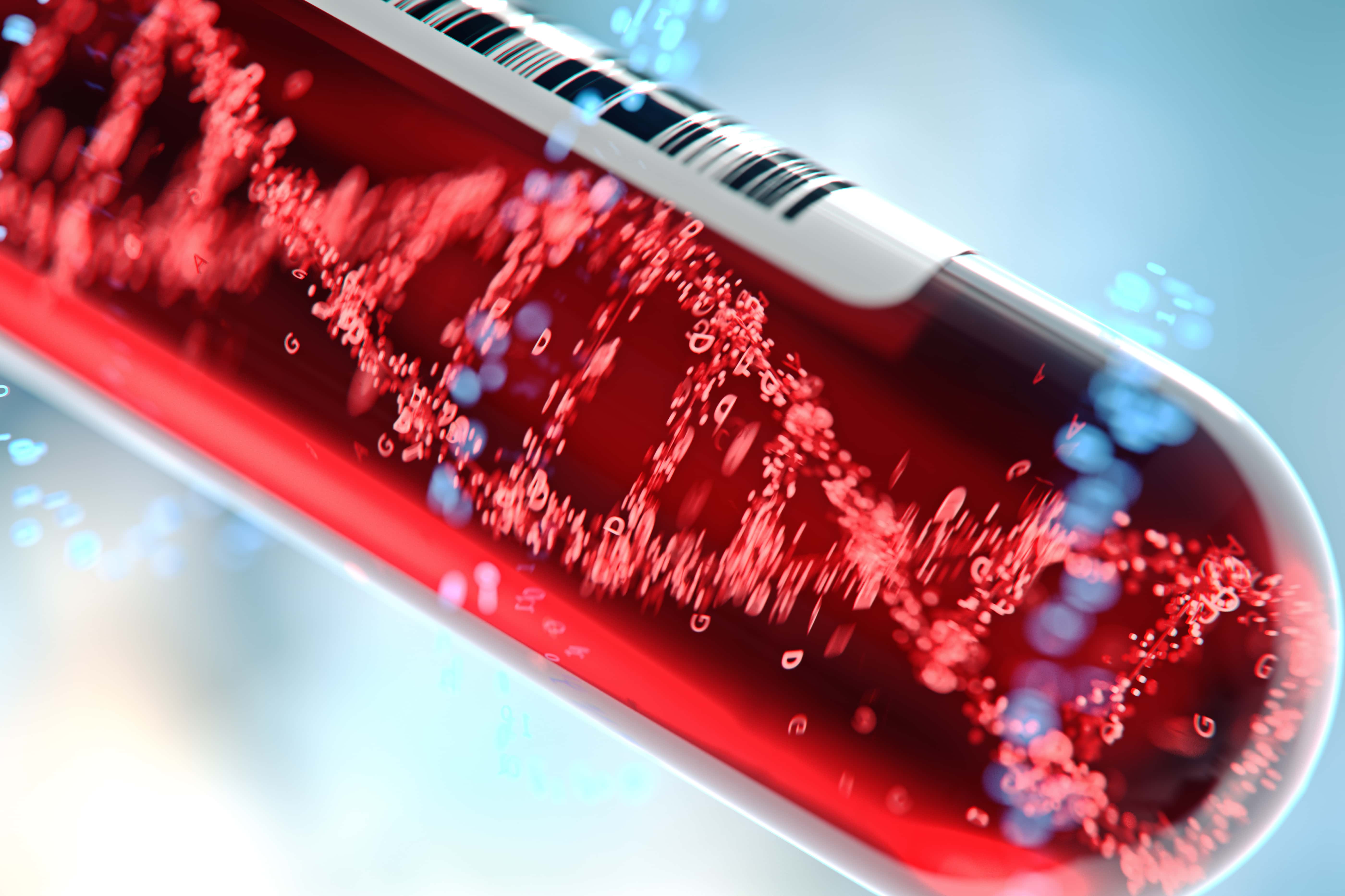 Blood sample tube used as a visual for blood group AB education