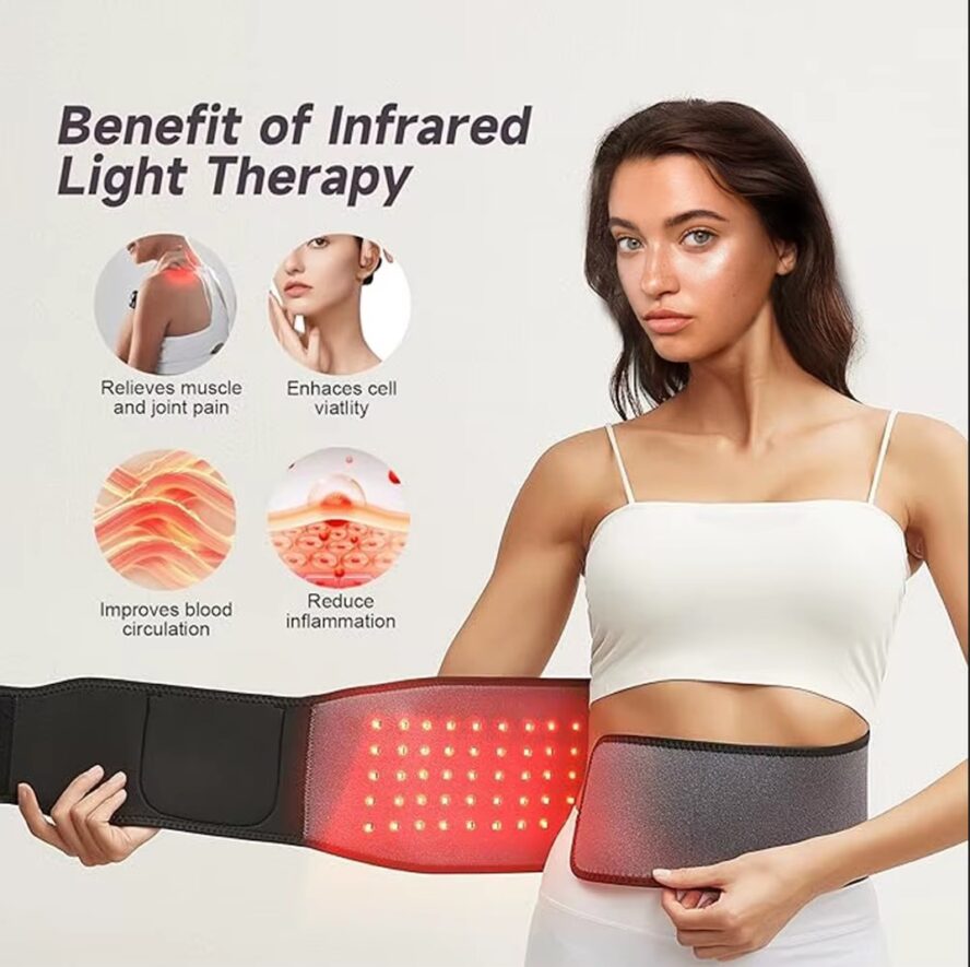 LED Infrared Red Light Therapy Belt For Photobiomodulation - Body Pain Waist & Back Relief Therapy Device For Muscle Shoulder Joints Pain Relief - Image 4