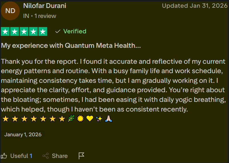 Quantum Meta Health client review by Nilofar Durani