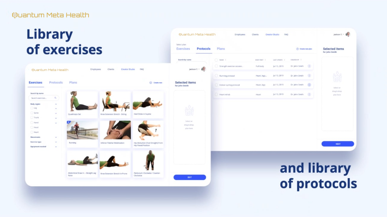 QMH library of exercises and library of protocols